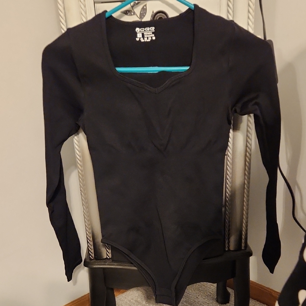 Black Long Sleeve Compression Body Suit By OQQ NWOT